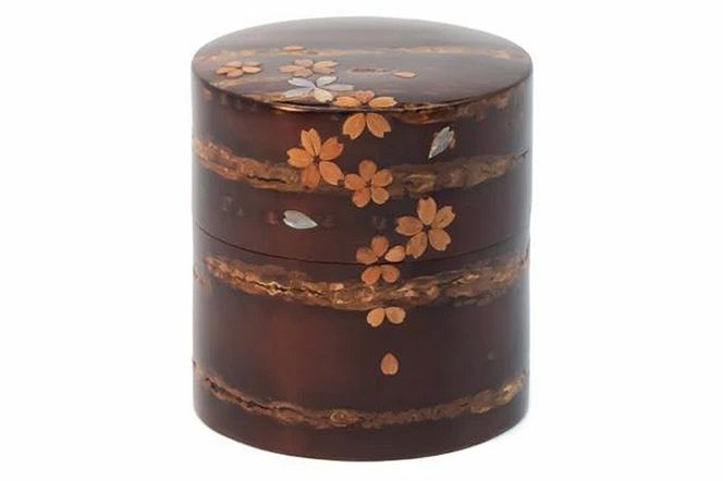 角館樺細工《樺細工 八柳》 総皮 茶筒 小 ラデン オリジナル 100g 角館工芸協同組合|02_kdk-104901a