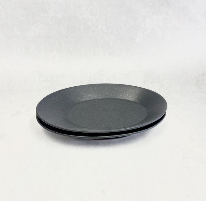 鹿追焼』黒釉楕円皿2枚セット(大) SKU010（北海道鹿追町） | ふるさと