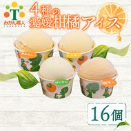 柑橘アイス カップ 16個 (4種) 【夢おれんじ 河内晩柑 愛媛みかん しらぬい 】 アイス ジェラート シャーベット ソルベ アイスクリーム ランキング 人気 贈答用 プレゼント 家庭用 みかん 柑橘 かんきつ まどんな 愛果28号 愛南ゴールド 不知火 デコポン ぽんかん 冷凍 冷凍みかん 冬 夏 みかん職人武田屋 愛媛県 愛南町