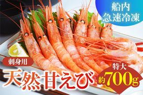 【兵庫県香美町産 刺身用 天然 甘えび 特大サイズ 約700g（約30尾） 冷凍】 国産 天然 甘えび えび エビ 刺身 味噌汁 海鮮 丼 海鮮丼 おかず お酒 おつまみ 肴 あて アテ 魚介類 人気 大人気 ランキング ふるさと納税 返礼品 おすすめ 兵庫県 香美町 香住 丸近 19-11