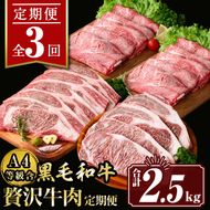 isa509 【定期便3回】贅沢牛肉定期便(合計2.5kg) 肉 牛肉 霜降り すきやき しゃぶしゃぶ 牛しゃぶ 冷凍 ロース カタロース 肩ロース食べ比べ サーロイン リブロース ステーキ BBQ 【サンキョーミート株式会社】