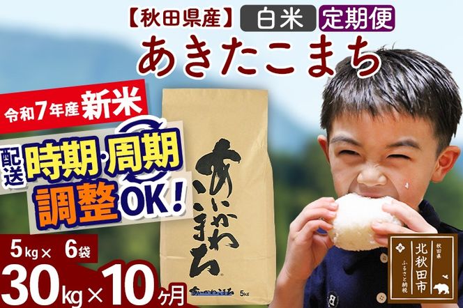 ※令和7年産 新米※《定期便10ヶ月》秋田県産 あきたこまち 30kg【白米】(5kg小分け袋) 2025年産 お届け時期選べる お届け周期調整可能 隔月に調整OK お米 藤岡農産|foap-11010