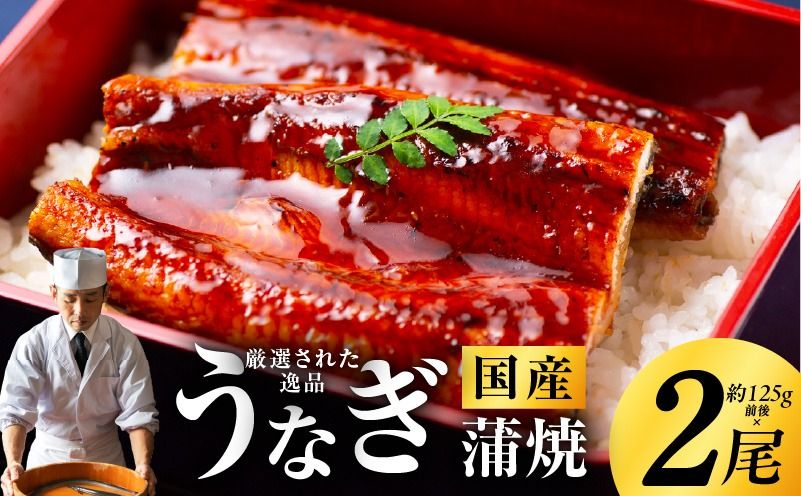 kgp0039 国産うなぎ 約125g×2尾 秘伝のたれ 蒲焼 鰻 ウナギ 有頭 炭火焼き 備長炭 手焼き