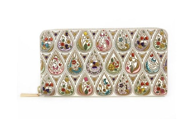 財布 大容量 ぐるっとファスナーの長財布 花と猫 ミックス 文庫屋大関 お財布 サイフ 長財布 ロングウォレット ウォレット ファスナー長財布 大容量財布 革製品 革小物 本革 日本製 東京 東京都 墨田区