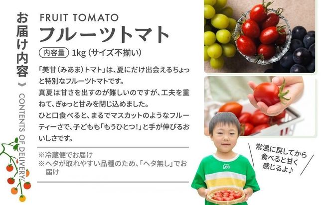 【 先行予約 】 美甘トマト フルーツトマト 1kg 2026年7月発送 トマト とまと 新鮮 採れたて フレッシュ 野菜 農家直送 1キロ 人気 おすすめ ギフト 贈答 プレゼント 福島県 田村市 田村 GREEN for TABLE