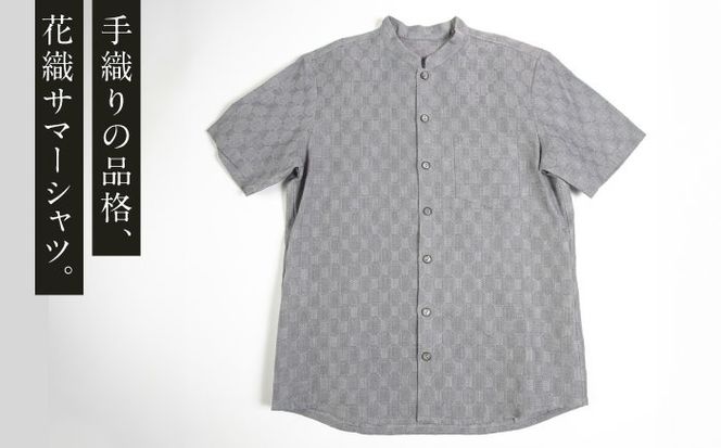 サマーシャツ（グレー / メンズ）琉球織物 ヤシラミ花織 ファッション フォーマル カジュアル 冠婚葬祭 / 沖縄市 FABRIC SHOP MINAMI[BCCS010]
