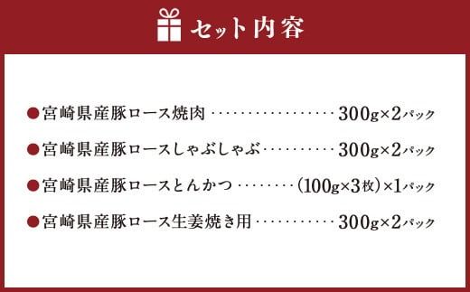 ＜宮崎県産豚セット＞【2025年2月より順次発送】【c1312_mc】 計2.1kg ロース 豚肉 肉 焼肉 しゃぶしゃぶ とんかつ 生姜焼き 国産 小分け セット