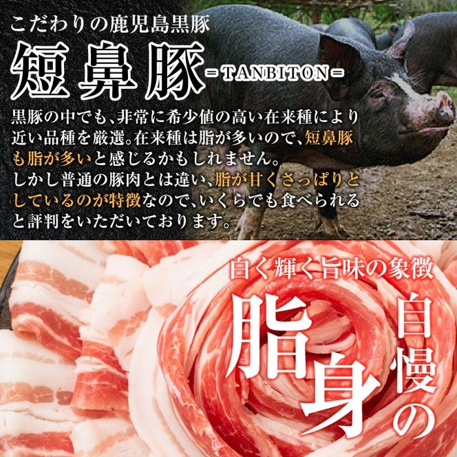 ＜容量・定期便が選べる＞鹿児島黒豚「短鼻豚」しゃぶしゃぶセット計600g～4.8kg(ロース肉・バラ肉・モモ肉) 【鹿児島ますや】姶良市 国産 鹿児島県 肉 豚 豚肉 黒豚 スライス しゃぶしゃぶ セット 小分け 食べ比べ a005 a039 a054 a065 a309