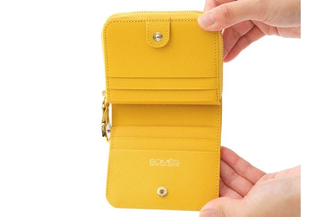 SOMES 二つ折り財布 （イエロー）PT-75 [ソメスサドル 北海道 砂川市 12260815-c] ソメス 財布 レディース 二つ折り 二つ折 2つ折り 本革 革 革製品 レザー ウォレット サイフ さいふ somes saddle