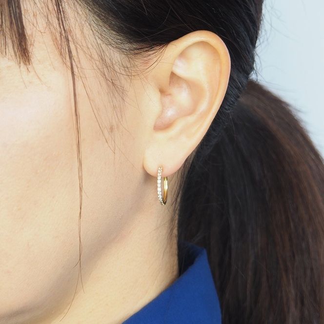 K18 0.30ct ダイヤモンド フープピアス　FP-000331 SWBT023-k18