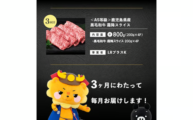 【定期便全3回】鹿児島県産黒毛和牛スライス食べ比べコース！志布志うんまか定期便 t0047-003
