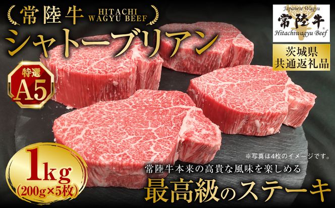 【常陸牛特選A5】シャトーブリアン 200g×5枚（茨城県共通返礼品）