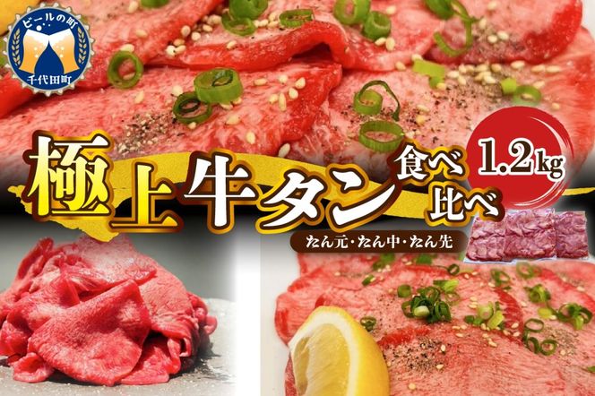 極上牛タン食べ比べ（1200ｇ）  群馬県 千代田町 牛肉  牛タン お肉 焼肉 バーベキュー BBQ キャンプ アウトドア 食品 冷凍便 グルメ お取り寄せ  送料無料