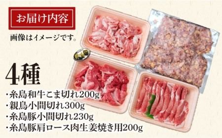 牛肉 豚肉 鶏肉 日常使いの精肉セット 930g 2～3人前 4種《糸島》【糸島ミートデリ工房】 [ACA192]