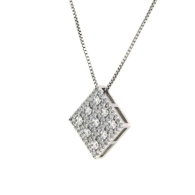 プラチナ900 ダイヤモンド 1.0ct スクエアパヴェペンダント KP-121 SWBO002