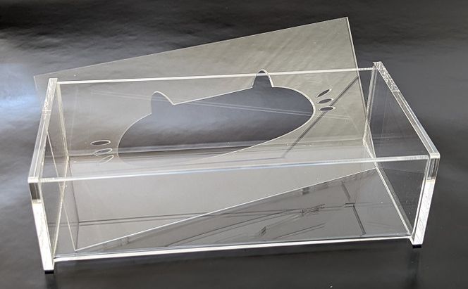 アクリル ネコ ティッシュBOX 雑貨 日用品 クリア ペーパータオル マスク 透明 手作り 