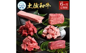 【CF-R7hbk】＜6ヶ月定期便＞ 土佐和牛詰め合わせ6種（合計1.5kg）1.5キロ 赤身ブロック サイコロステーキ ロース カルビ ヒレ ブロック肉 特選 赤身 牛 牛肉 和牛 国産 エイジング工法 熟成肉