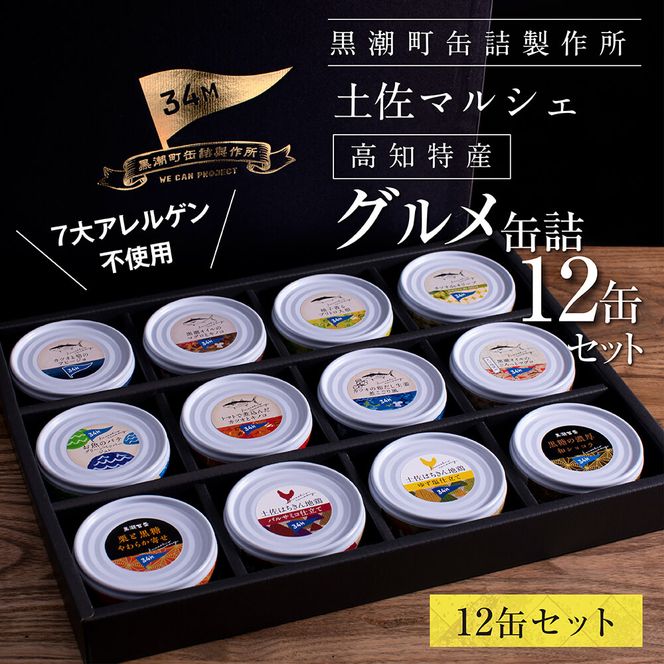 RHT023　グルメ缶詰12缶セット〈黒潮町共通返礼品〉防災 故郷納税 缶詰 食べくらべ 詰め合わせ 魚 国産