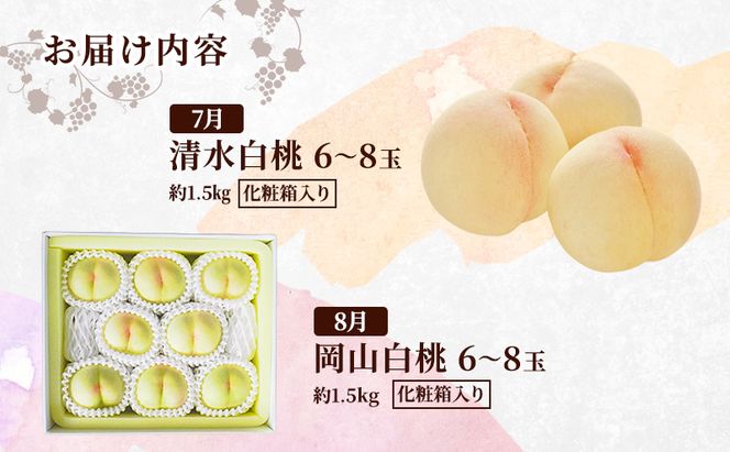 定期便 2026年 先行予約 岡山の人気果物 堪能 4回コース 清水白桃 桃 白桃 ぶどう ピオーネ シャインマスカット 赤磐市