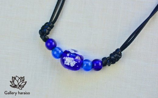 【トンボ玉】緑の風・マース玉ジュエリーセット【ネイビー】