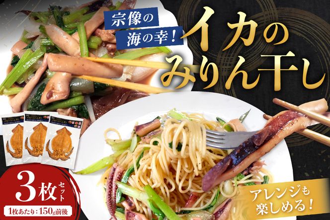 宗像の海の幸！イカのみりん干し3枚セット(1枚あたり:150g前後)【明神丸水産】 _HA1782 みりん干し イカ 海の幸 干物 セット 福岡県宗像市 宗像市 福岡 宗像