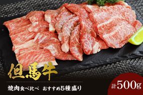 《12/21まで年内発送》【但馬牛 焼肉食べ比べ おすすめ5種盛り 500g】冷凍 ※発送目安：貴重な部位のためお届けに1～2か月要します 黒毛和牛 ルーツ 香美町 産地直送 国産 牛肉 ブランド 和牛 バーベキュー キャンプ ふるさと納税 おすすめ 返礼品 但馬 神戸 兵庫県 香美町 村岡 牛将 村岡ファームガーデン 02-18