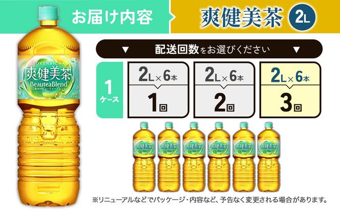 【3回定期便】爽健美茶 2L PET【コカ・コーラ】ペットボトル 1ケース(6本)  定期便3回（18本）セット お茶 カフェインゼロ ノンカフェイン ハトムギ ブレンド茶 宮崎県 えびの市 送料無料