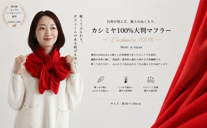 G3596 100％ピュアカシミヤ・マフラー レッド フリンジ無し【高級 カシミア おしゃれ ファッション 防寒 かしみあ】