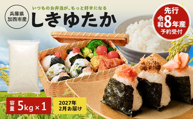 米 令和8年産 先行受付 しきゆたか 白米 5kg《2027年2月発送》 お米 精米 単一原料米 お弁当 おにぎり 冷めても美味しい 農業支援 就労者支援 日用品
