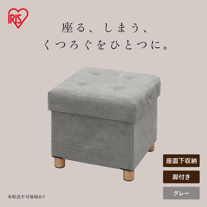 脚付き収納スツール ASST-38 グレー