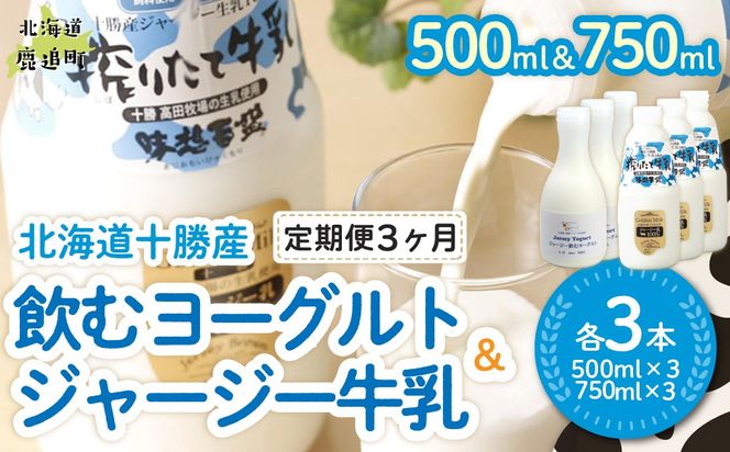 【定期3ヶ月】ジャージー飲むヨーグルト500ml ジャージー牛乳750ml 各3本 SKM067