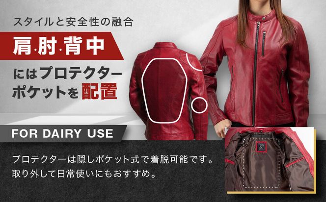 【デグナー】レディースレザージャケット＜レッド XLサイズ＞｜京都 バイクギア 人気ブランド バイク [FR20SJ-9A]［ バイク用品 レザージャケット 羊革 軽くて丈夫 レディース 人気 おすすめ レザー 革 革ジャン ツーリング ライダー バイカー お取り寄せ 通販 送料無料 ふるさと納税 ］ 261009_A-JR178VC16