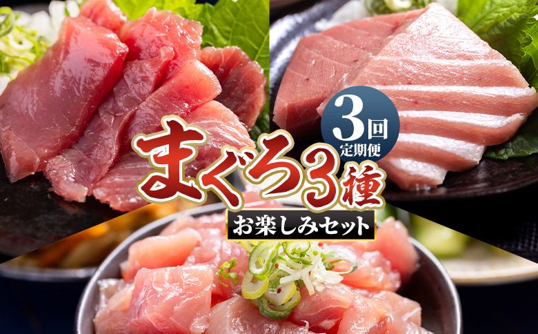 マグロ 定期便[3回定期便][月替わり]まぐろ 3種 お楽しみセット - 定期便 国産 刺身スライス 柵 切り落とし 海鮮丼 漬け丼 煮物 鮪 マグロ カット済み Wnz-0116
