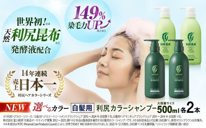 【色が選べる！4本セット】［白髪用］ 利尻カラーシャンプー 大容量サイズ＋利尻カラーケアコンディショナー 大容量サイズ ［無添加］ 糸島市 / 株式会社ピュール ヘアケア シャンプー [AZA072] シャンプー 白髪染め カラーシャンプー コンディショナー 無添加 ノンシリコン