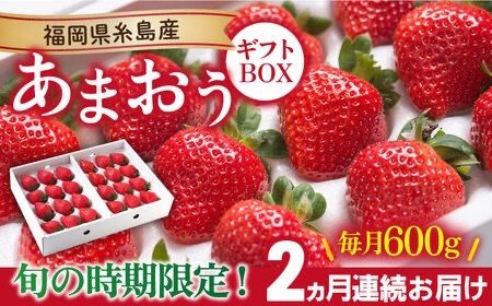 【全2回定期便】【2023年12月上旬より発送】糸島産 あまおう ギフト 箱 毎月600g ( 24-30粒 )糸島市 / 南国フルーツ株式会社 [AIK028]