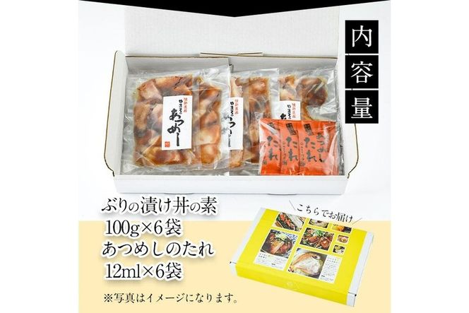  ぶり 漬け丼 セット (6袋・6-9人前) 冷凍 魚 さかな 丼ぶり どんぶり 海鮮丼 りゅうきゅう あつめし 魚介 簡単 小分け 個装 おつまみ 惣菜 おかず 大分県 佐伯市 やまろ渡邉【DL09】【鶴見食賓館】
