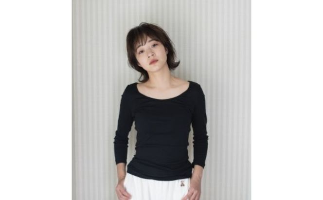 《絹生活研究所》インナー／レディース／8分袖／ブラック インナーウェア 下着 肌着 ファッション 服 女性 