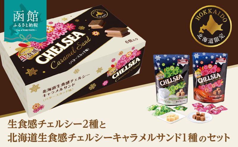 [11/1(土)10:00〜先行受付開始]期間限定 数量限定 北海道 生食感 チェルシーキャラメルサンド チェルシー 2種 セット キャラメル チョコレート バタースカッチ ヨーグルトスカッチ スイーツ お菓子 キャラメルサンド お取り寄せ 函館市 送料無料_HD207-002
