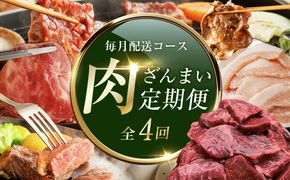 099Z607 アキラ商店 肉三昧 総量 4kg以上 定期便 全4回【毎月配送コース お楽しみ 焼肉 ていきびん 焼くだけ 小分け BBQ やきにく 数量限定】