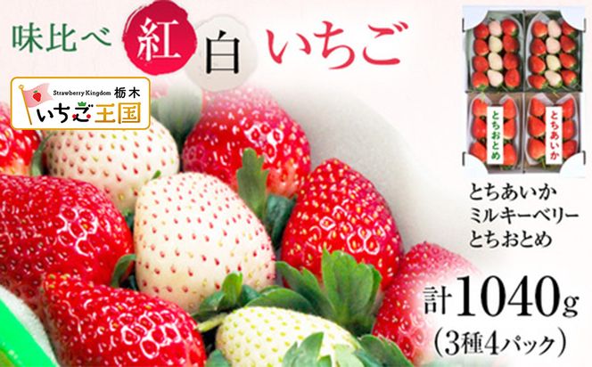 【先行予約】いちご 味くらべ紅白いちご 3種 4パック ※2026年12月下旬～発送
