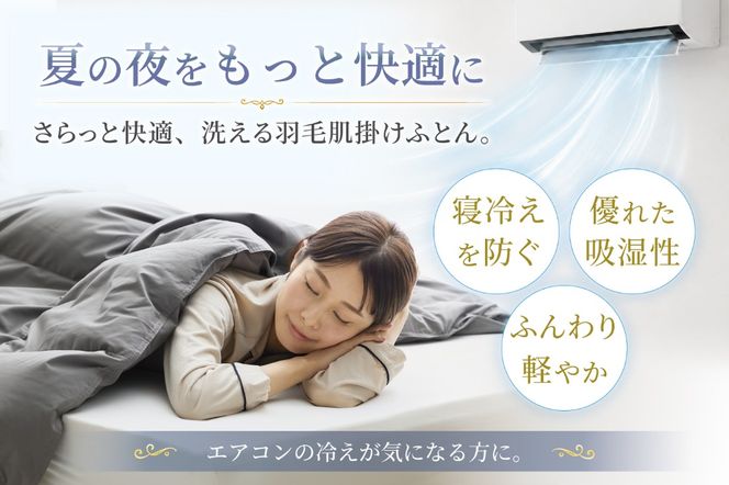 【春夏用】洗える羽毛布団 羽毛布団 シングル 肌掛け 肌掛け布団 ダウン 夏 春 ホワイトダックダウン 93％ 0.3kg ブルガリア産 (無地 グレー) 羽毛 布団 ふとん うもう 肌掛 掛け布団 400dp 寝具 日本製 国産 抗菌防臭 無地 ダニプルーフ 花粉フリー 柔軟加工 コインランドリー [川村羽毛 山梨県 韮崎市 20742867]