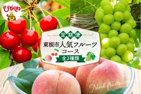 【2026年 3回 定期便】東根市人気フルーツコース さくらんぼ もも シャインマスカット山形県 東根市 hi999-048