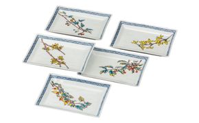 九谷焼　5.8号皿揃　果実絵変り （5枚セット）a01 食器 キッチン雑貨 キッチンアイテム 雑貨 小物 お皿 角皿 食卓 テーブルコーディネート 普段使い 贈り物 