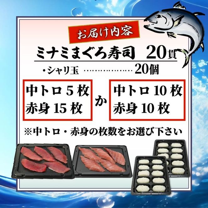 【選べる中トロ・赤身枚数】寿司 マグロ 南 まぐろ 20貫 セット 中トロ 赤身 ミナミまぐろ 握り 南鮪 南まぐろ ミナミマグロ すし 加納商店 静岡県 藤枝市