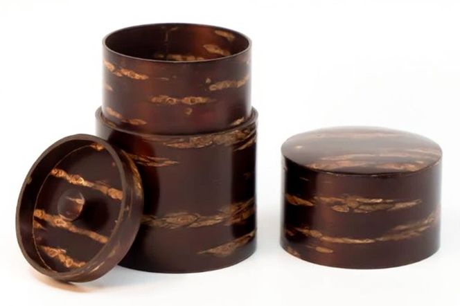 角館樺細工《樺細工 八柳》 総皮 茶筒 煎茶君 無地 100g 角館工芸協同組合|02_kdk-100101