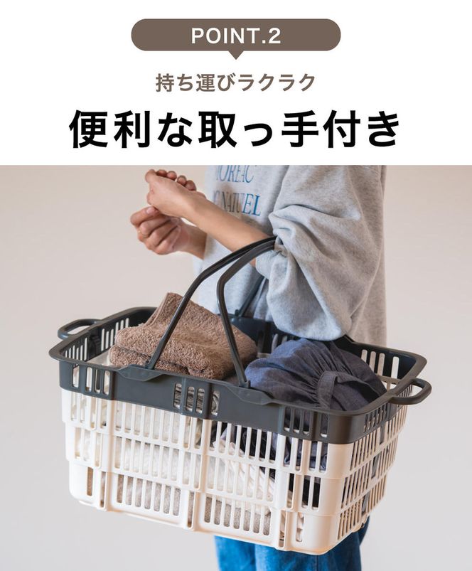 ★SNSで話題★【折りたためる】ニューバスケット（グレー×ホワイト）014SK03N.／折りたたみ バスケット ハンドル付き かご 収納 おしゃれ プラスチック 持ち手 アウトドア 小物収納 洗える 折りたためる 買い物カゴ コンテナ ボックス コンパクト 積み重ね 整理 スタッキング アウトドア DIY 工具 サンコー