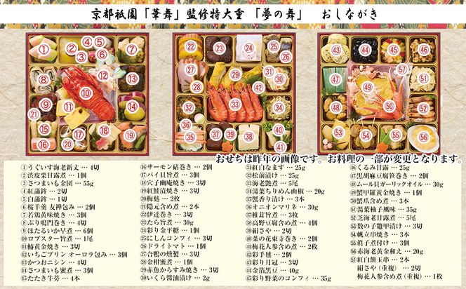 【京都祇園 華舞】冷蔵おせち 特大重三段重「夢の舞」(約5人前)｜本格料亭おせち 豪華 華やか 人気［ 京都 祇園 京懐石 料亭 おせち 豪華 華やか 大人気 おすすめ 2027 正月 お節 おせち料理 お取り寄せ 送料無料 年内配送 ふるさと納税 ］ 261009_A-QN3002
