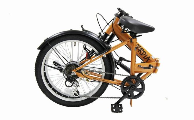 折りたたみ自転車 20インチ 6段変速 ワイドタイヤ ヴェルディア 街乗り 通勤 通学 安定走行 フォールディングバイク オレンジ│武田産業 人気返礼品 三重県 四日市市 ふるさと納税