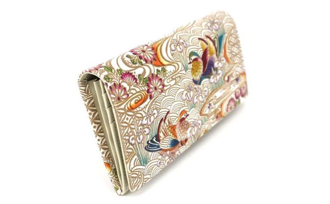 【文庫屋大関】束入れ おしどり＜橙色＞【皮革工芸品】 財布 お札 お札入れ 長財布 カード 小銭 牛革 手作り 日本製 墨田区 東京都