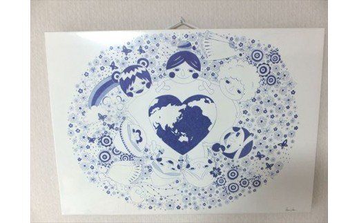 BN-5 ☆ペン画：世界に愛を　人類に和を